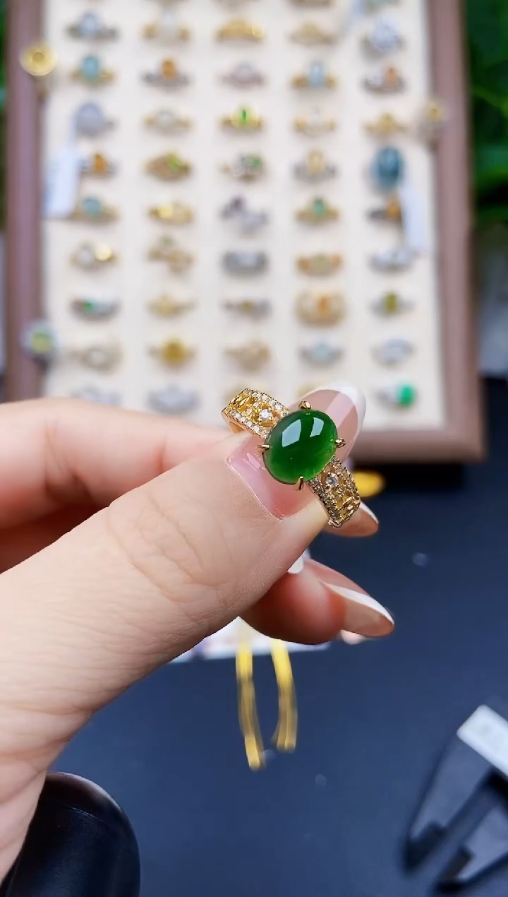 银S925镶嵌戒指翡翠12