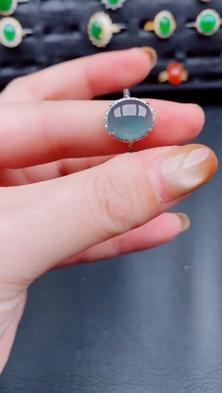 【闪购商品】翡翠戒指银S925镶嵌天然a货翡翠205