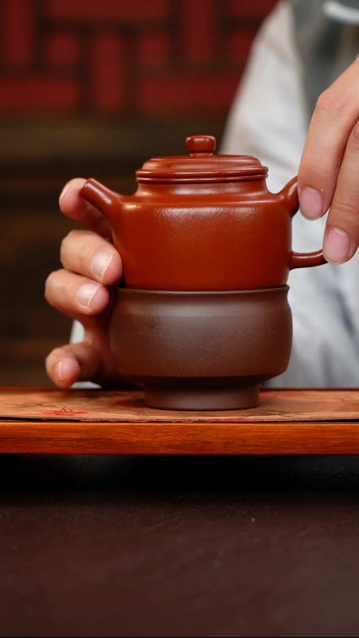 茶壶紫砂大红袍小德钟160cc一壶一杯