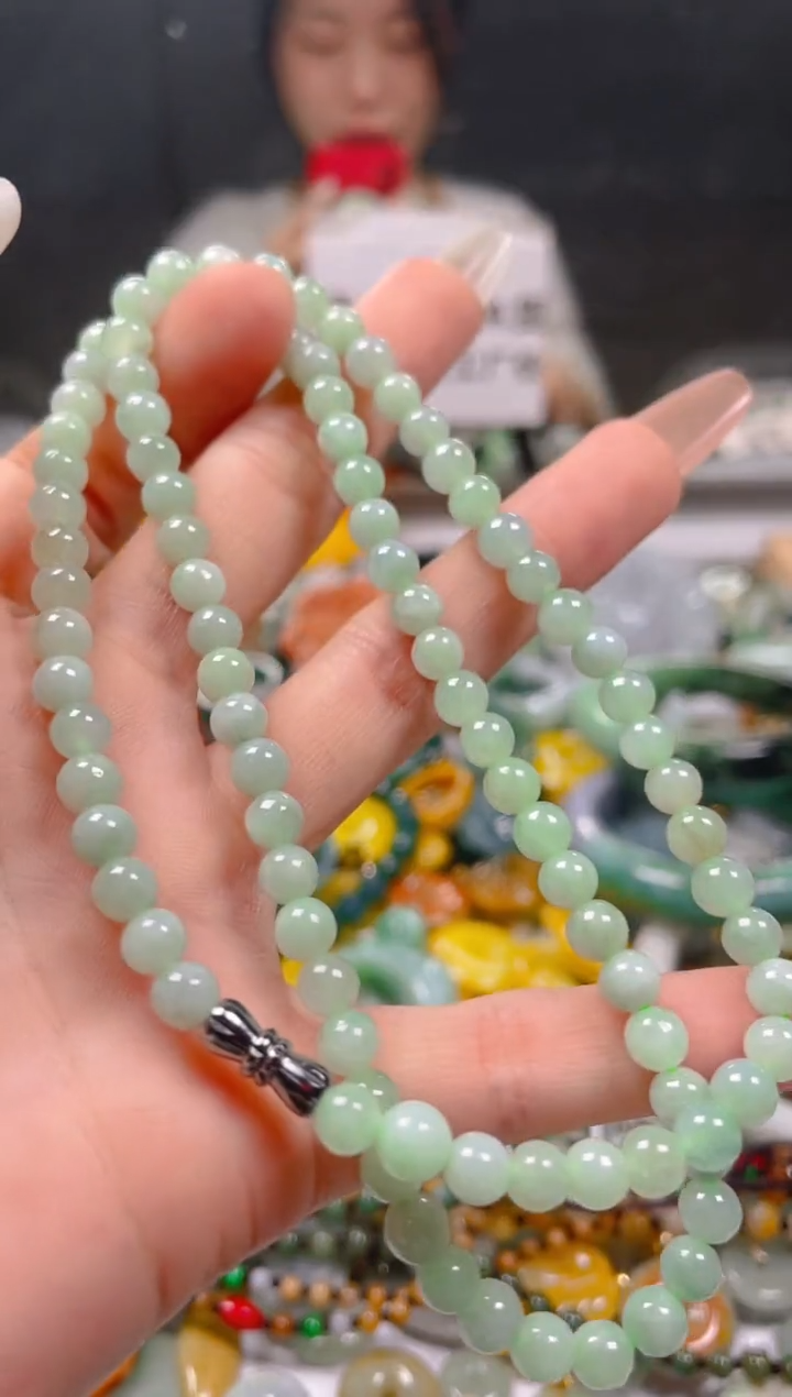 【闪购商品】翡翠颈饰未镶嵌5-6MM/Q/翡翠A货一图一物