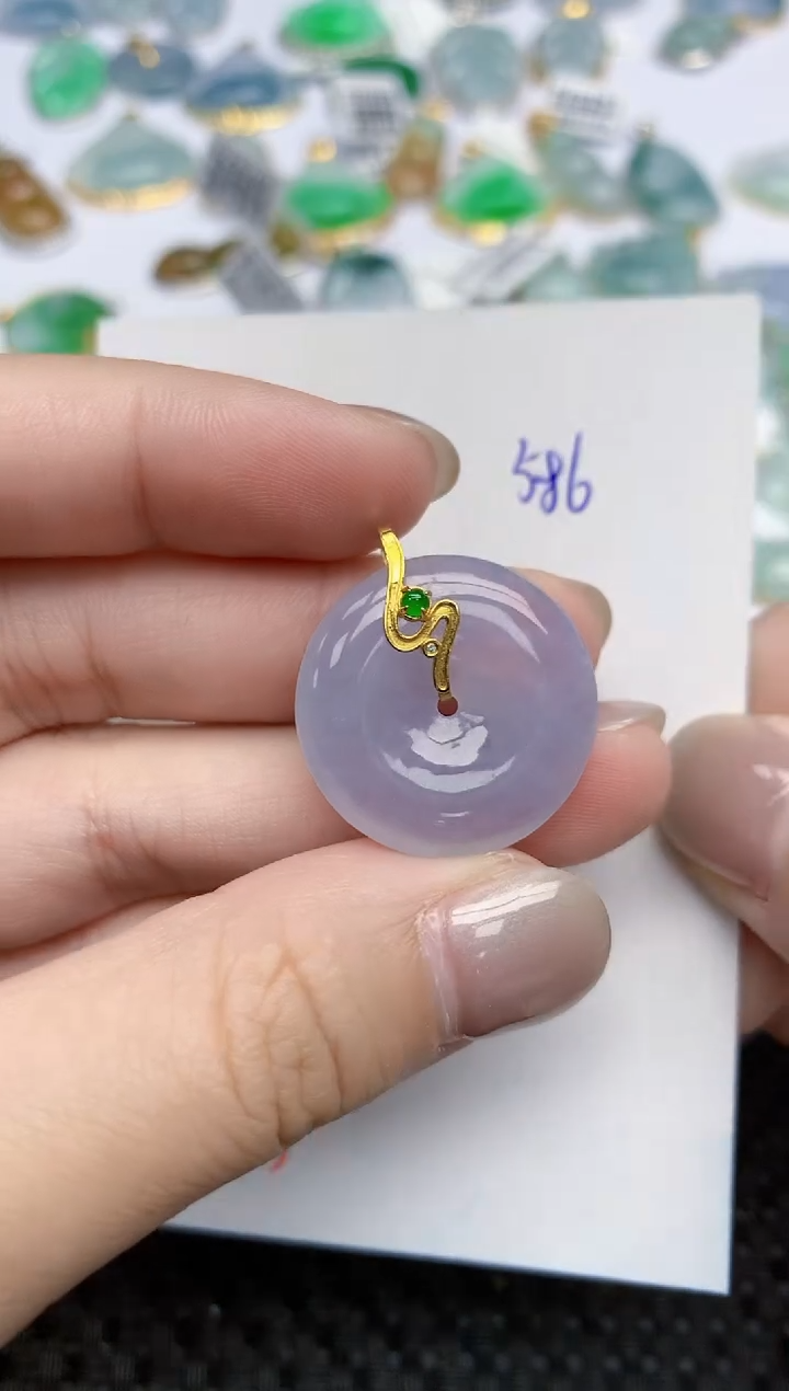 【闪购商品】翡翠颈饰18K金镶嵌天然翡翠A货