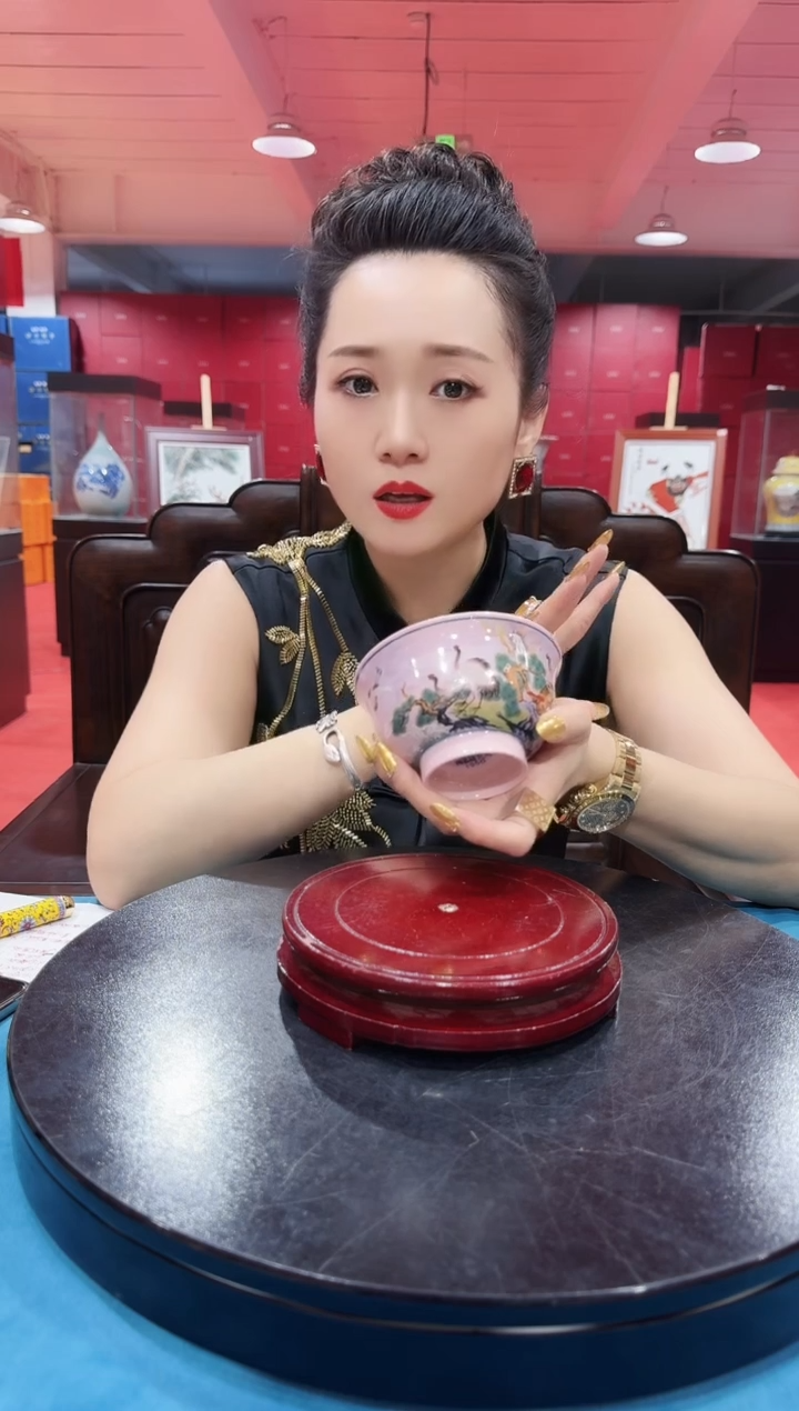 陶瓷红稀土碗景德镇陶瓷鹤