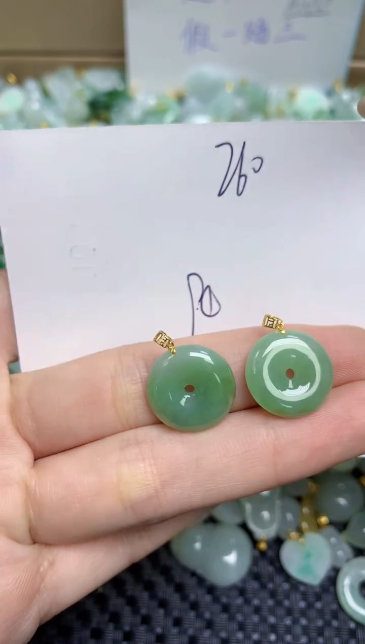 【闪购商品】翡翠颈饰18K金镶嵌天然缅甸A货翡翠