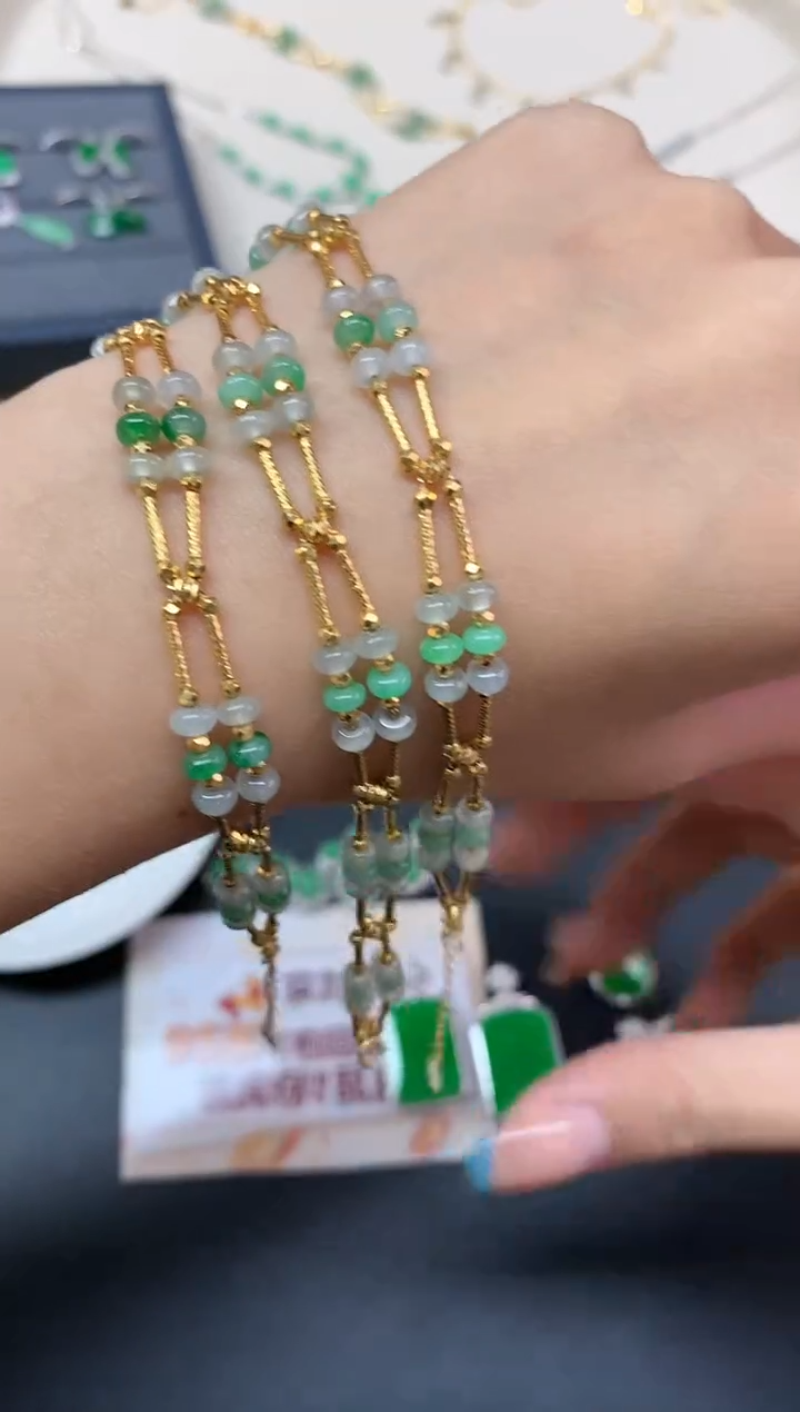 【闪购商品】翡翠手链18K金镶嵌手链多样性发其一A261|1980