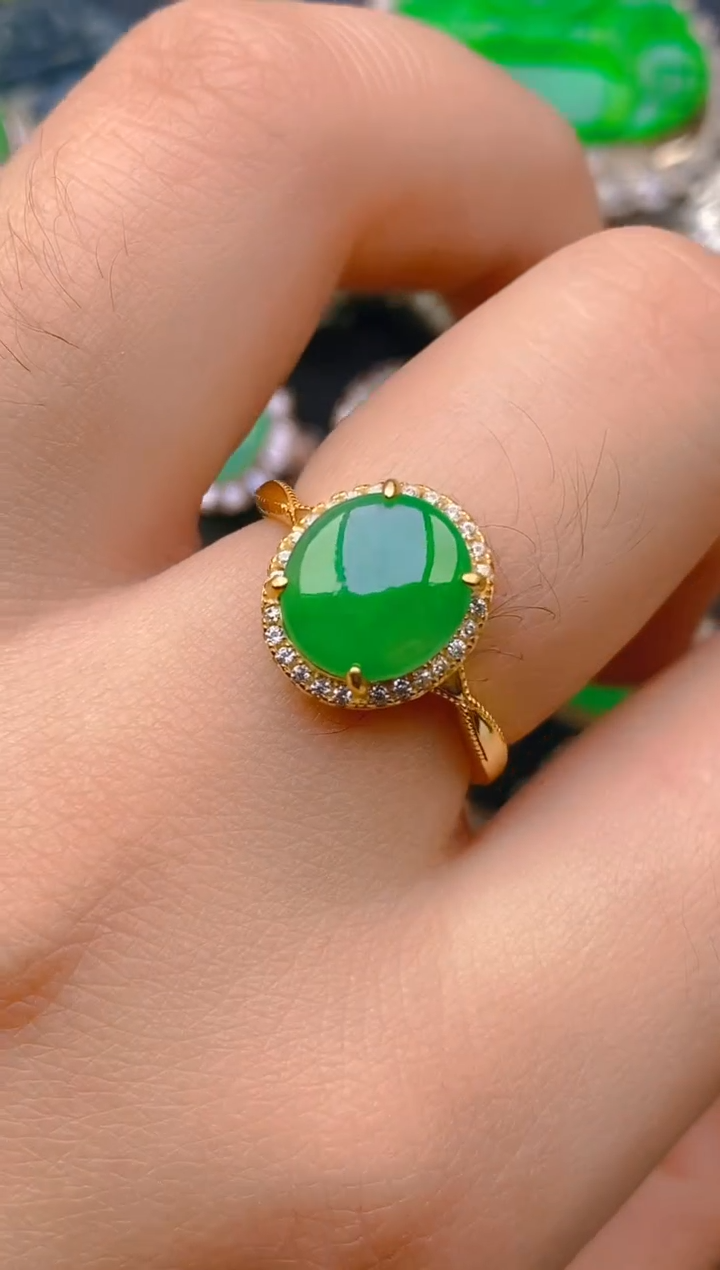 【闪购商品】翡翠戒指银S925镶嵌天然A货翡翠1