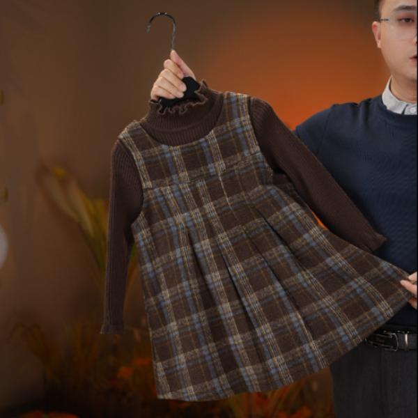 2025女童冬季套装连衣裙洋气时髦时尚小女孩两件套