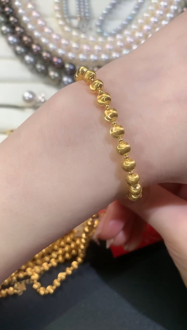 【闪购商品】18K金手链卡5猫眼金珠手链16-19|2780