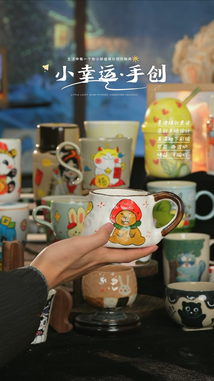 【闪购商品】小幸运纯手工手绘陶瓷