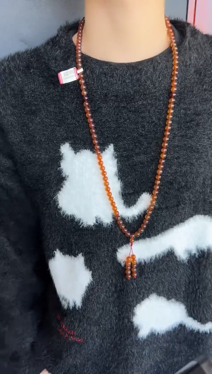 琥珀颈饰未镶嵌#17缅甸琥珀紫罗兰108.7mm