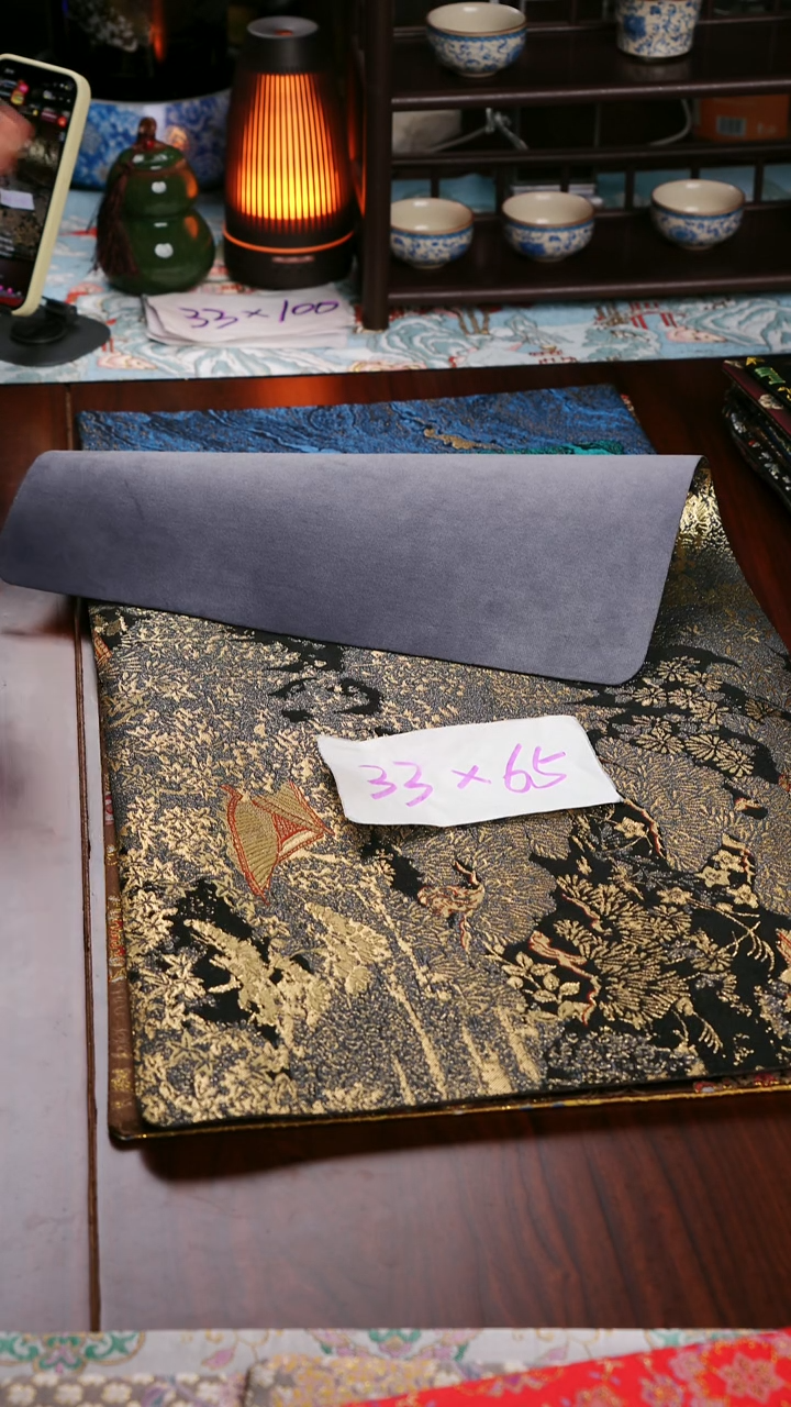 【西阵织登鹳雀楼黑金单面】中国风干泡织锦茶席33*65