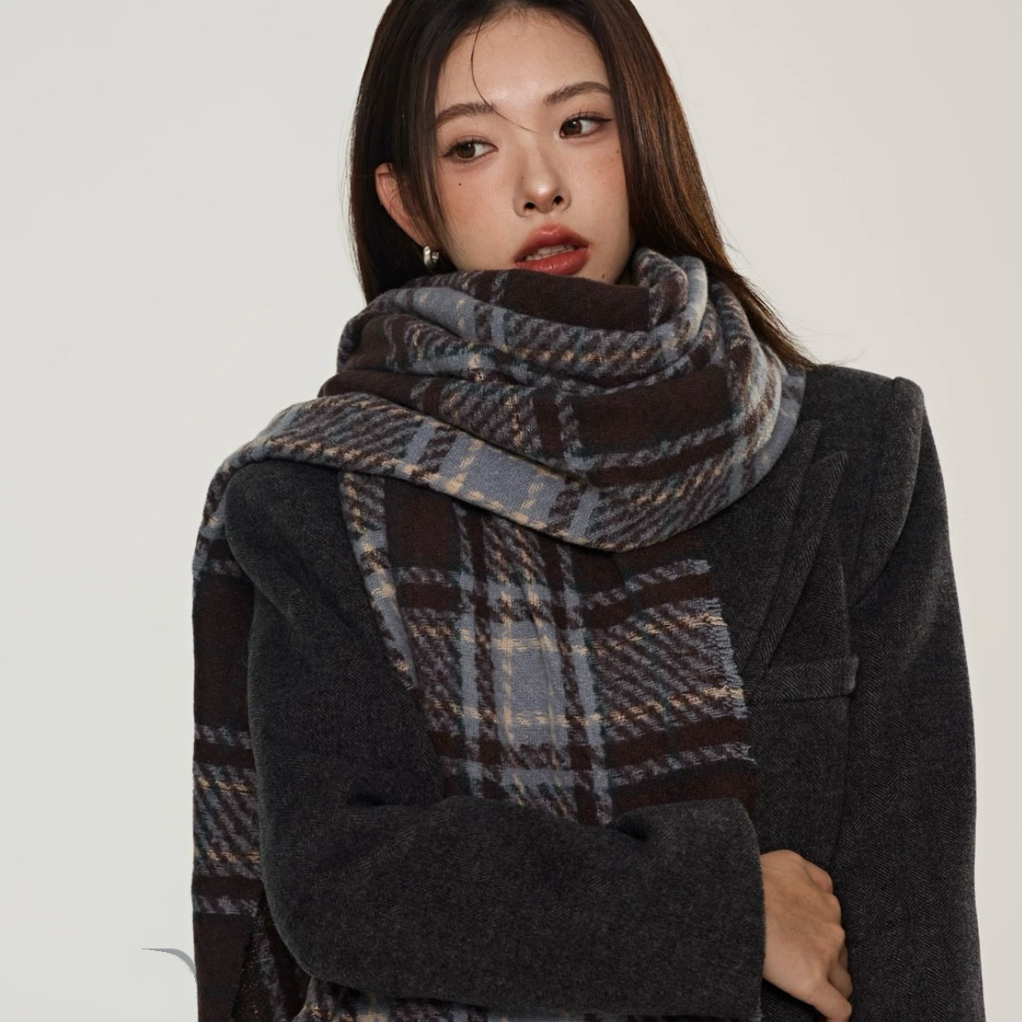 围巾女不掉色男女新款格子通用百搭韩版围巾保暖不透风加厚加宽长