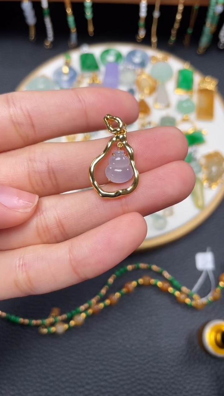 【闪购商品】翡翠吊坠(不含链)18K金镶嵌一个   JK715