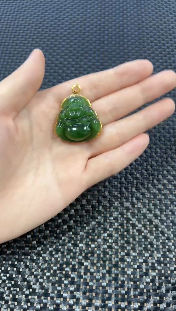 【闪购商品】和田玉吊坠18K金镶嵌佛公（多样性发一件）