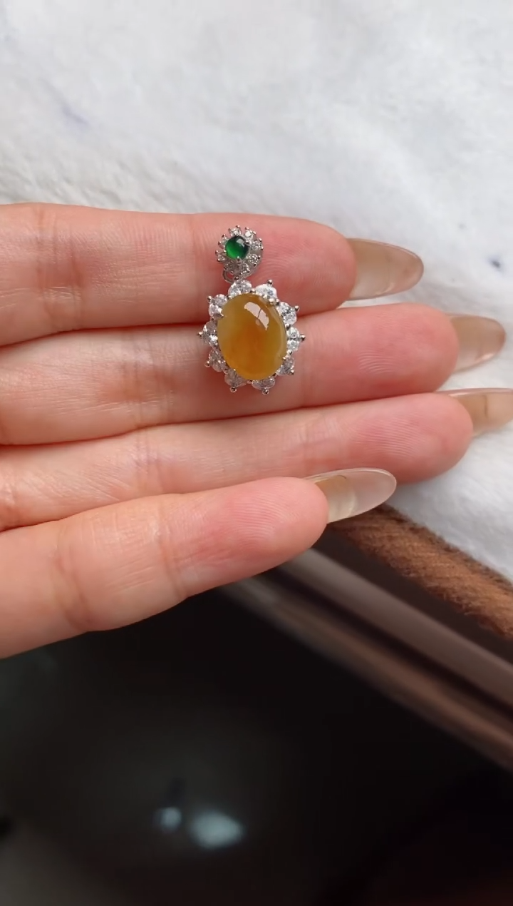 银S925镶嵌戒指翡翠天然A货翡翠