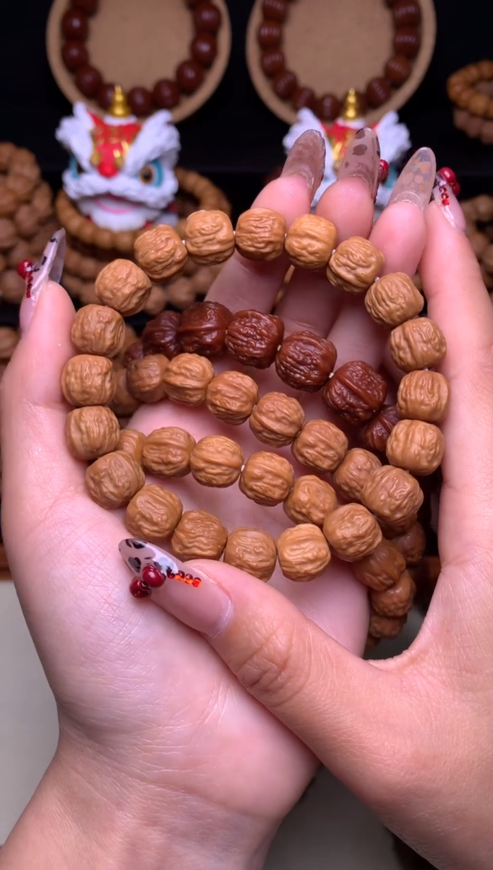 【闪购商品】文玩核桃手串12-13mm+金蟾蛤蟆头龙炎深雕全品