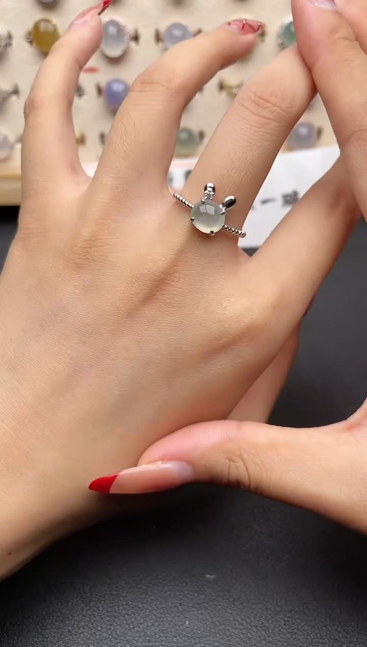 【闪购商品】翡翠戒指银S925镶嵌一物一证一礼盒