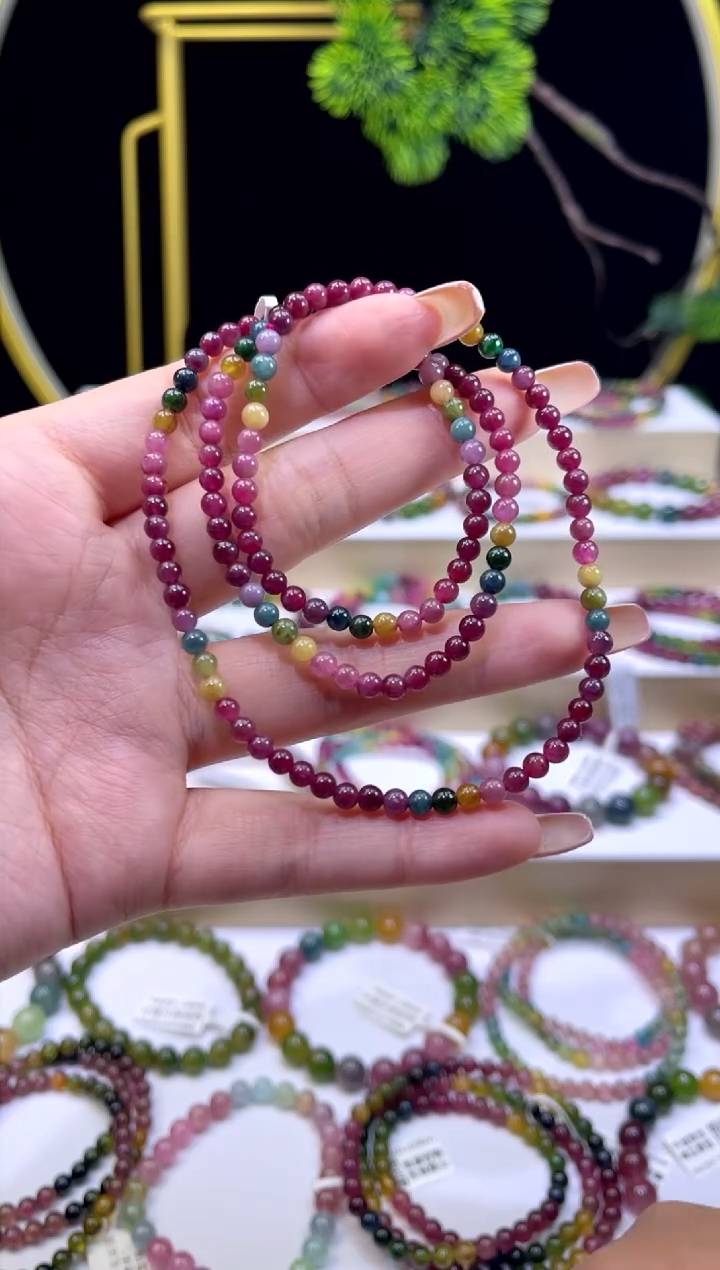 未镶嵌手串碧玺4mm+单圈多样性发货