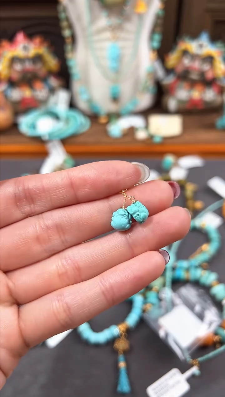 【闪购商品】绿松石提溜18K金镶嵌绿松石提溜