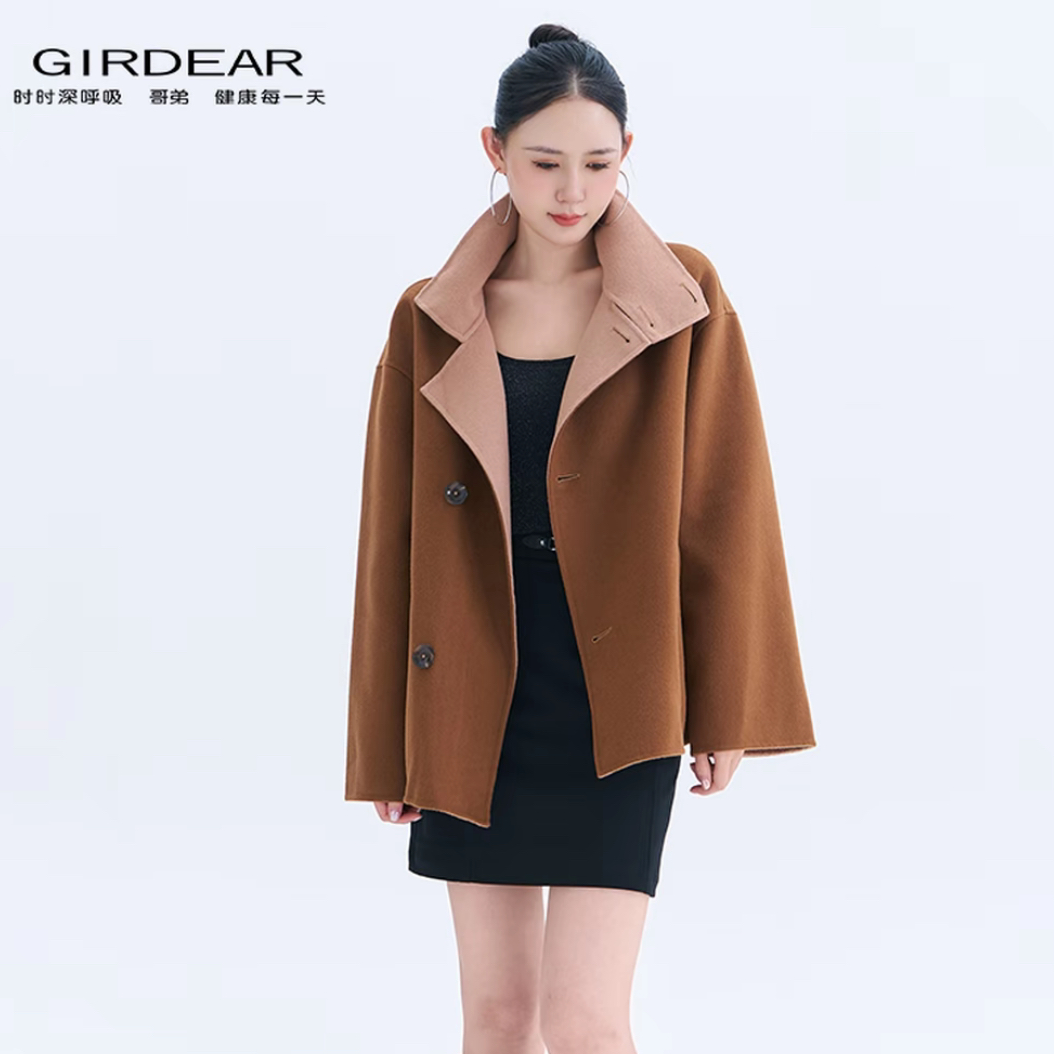 GIRDEAR/哥弟毛领水洗秋季女常规款短外套上衣休闲宽松140036