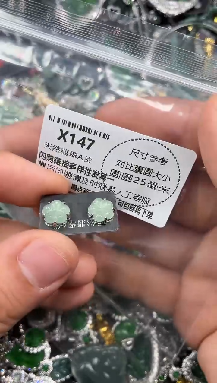 颈饰未镶嵌翡翠X147耳钉