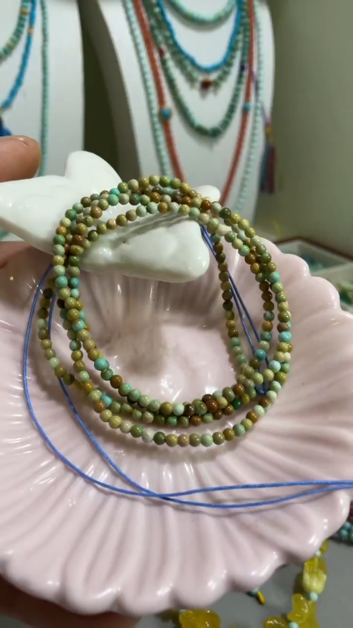 未镶嵌绿松石珠宝奇石2.4mm彩色多圈毛衣链