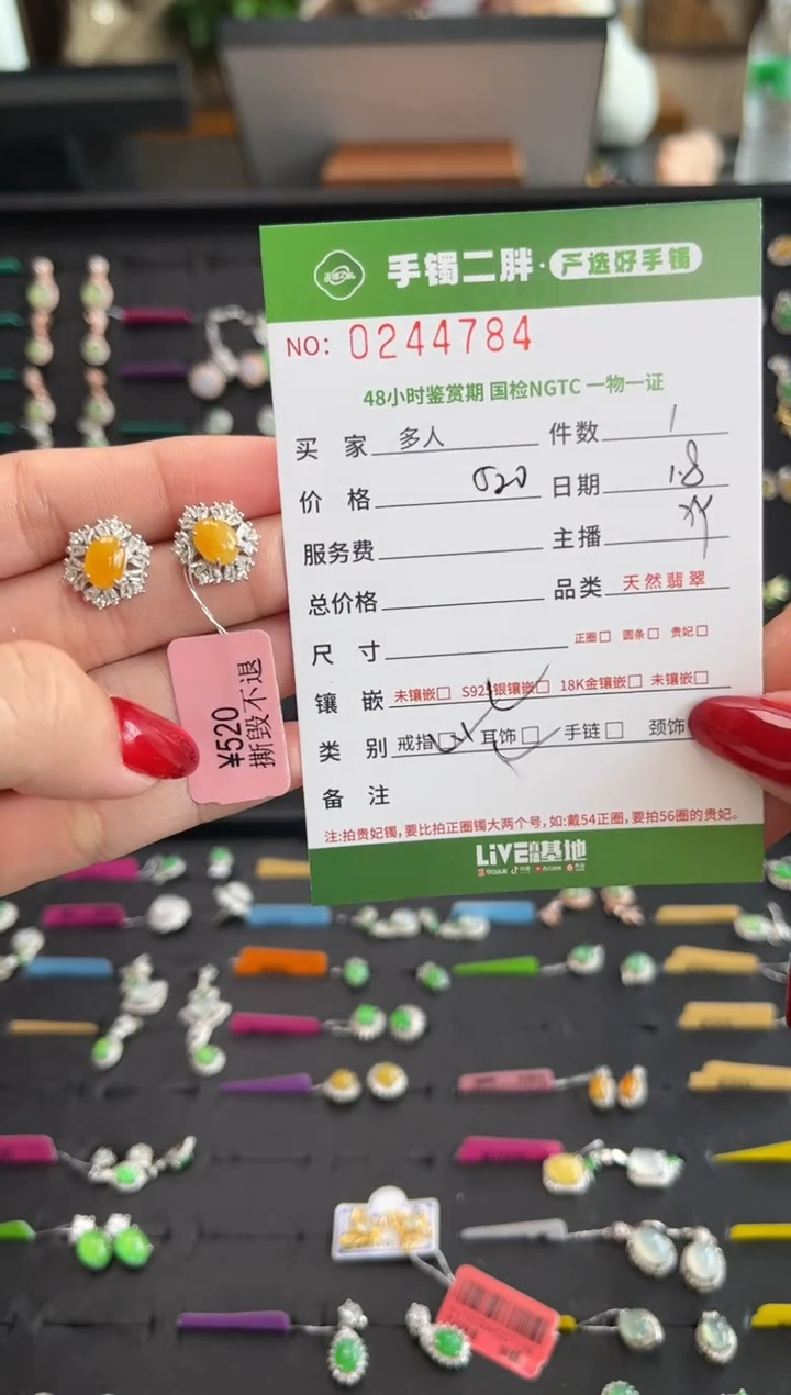 【闪购商品】翡翠耳饰银S925镶嵌多人