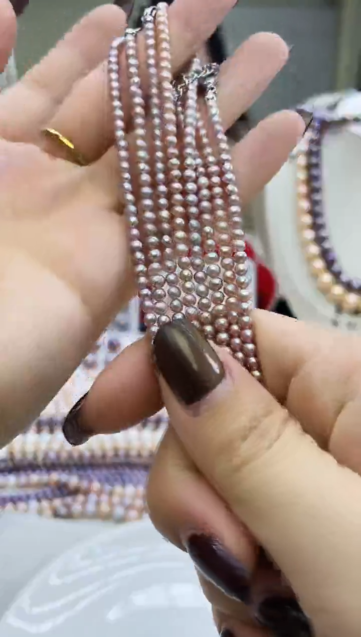 未镶嵌项链淡水珍珠紫色系小米项链