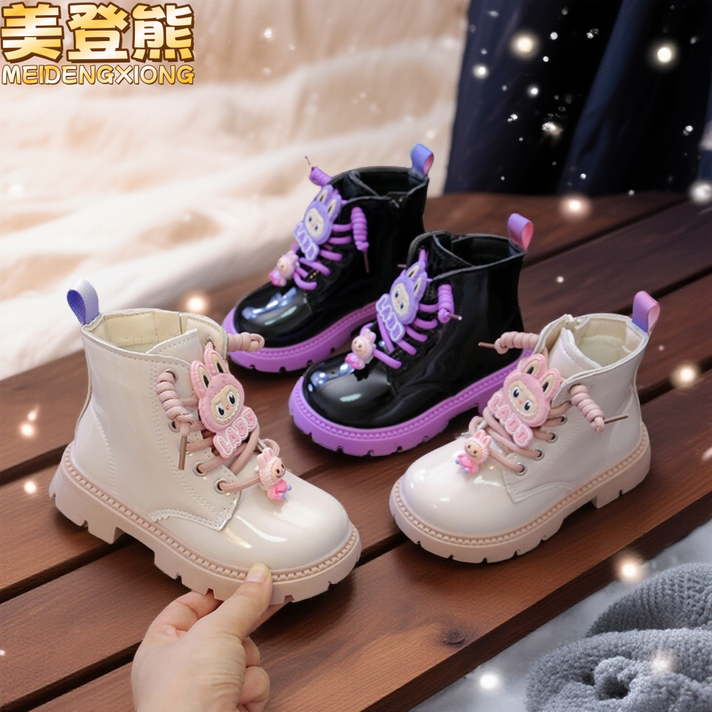 新款冬季儿童加绒马丁靴童鞋女童3-12岁靴子防滑英伦百搭可爱时尚