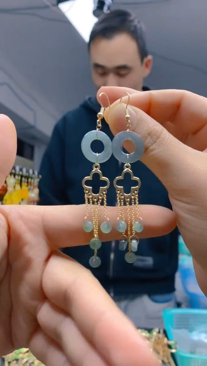 【闪购商品】翡翠耳饰合金0145翡翠耳钩