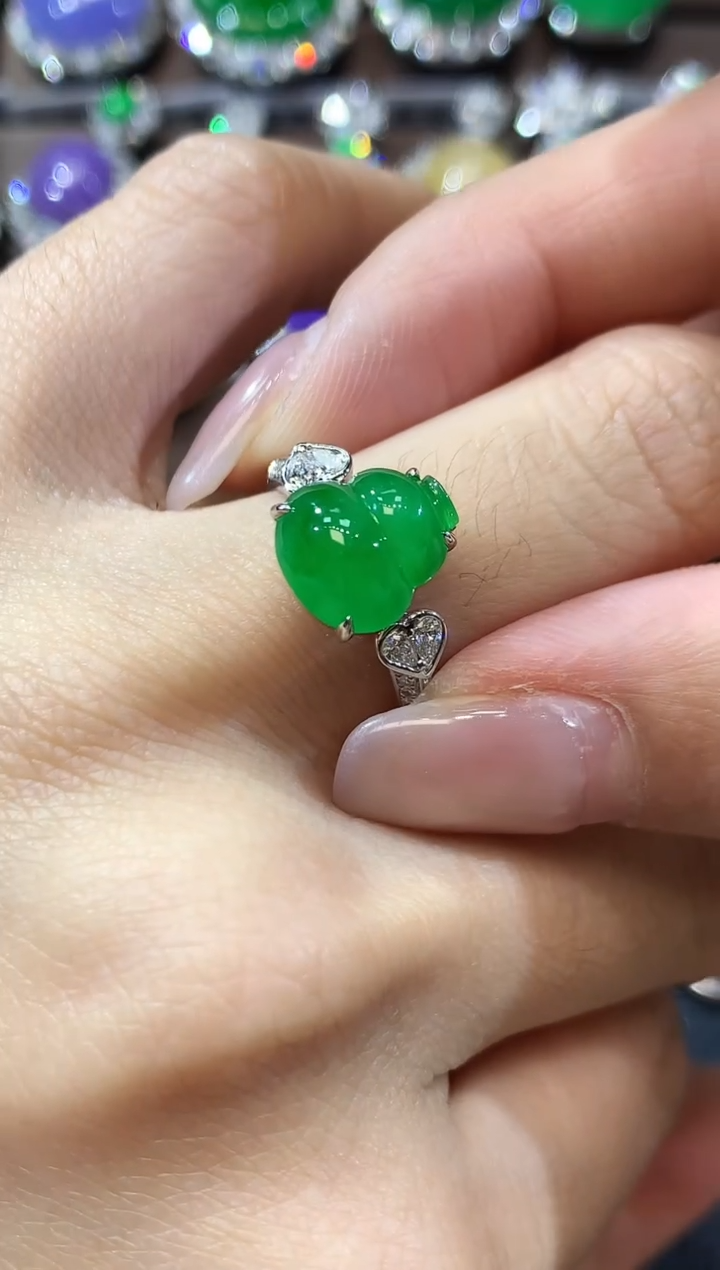 【闪购商品】翡翠戒指18K金镶嵌D48一件