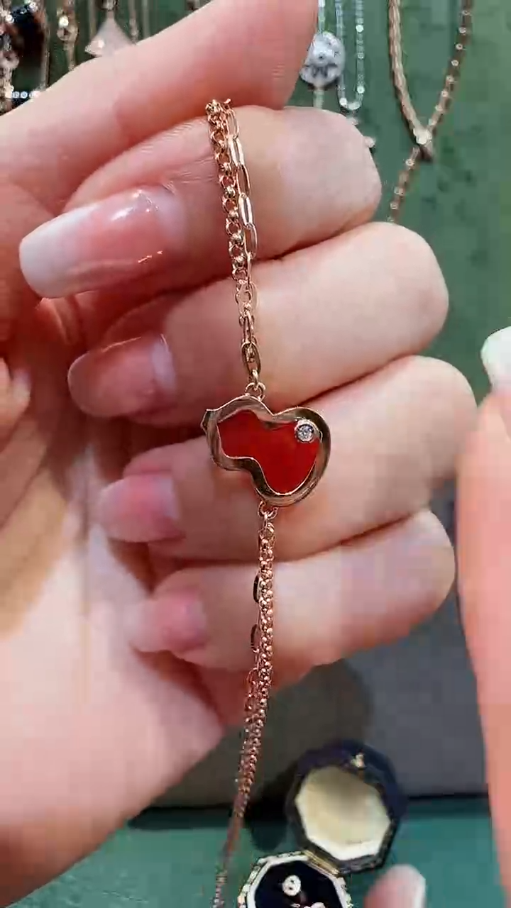 【闪购商品】玛瑙/玉髓手链18K金镶嵌18K金钻石葫芦手链