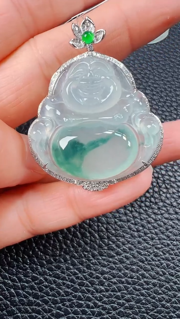 【闪购商品】翡翠吊坠(不含链)18K金镶嵌佛公吊坠