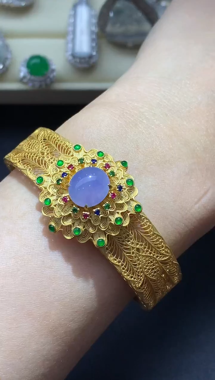 18K金镶嵌手镯翡翠743-中国好珍宝