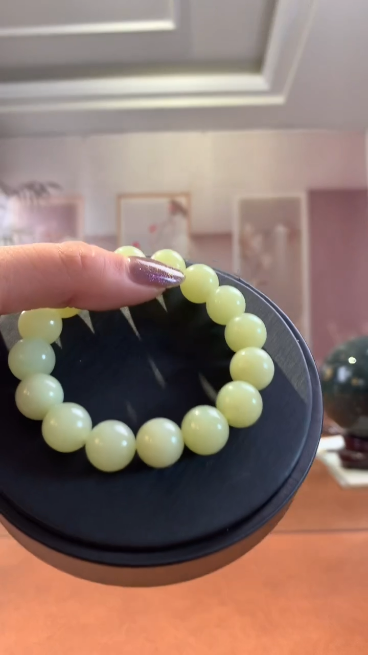 未镶嵌和田玉挂件黄口12mm单圈手串