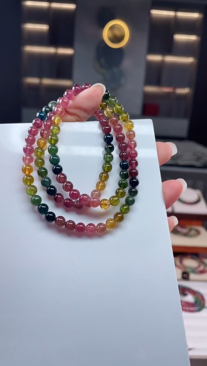 未镶嵌老矿碧玺三圈手串5mm+碧玺（多样性发一条）Q