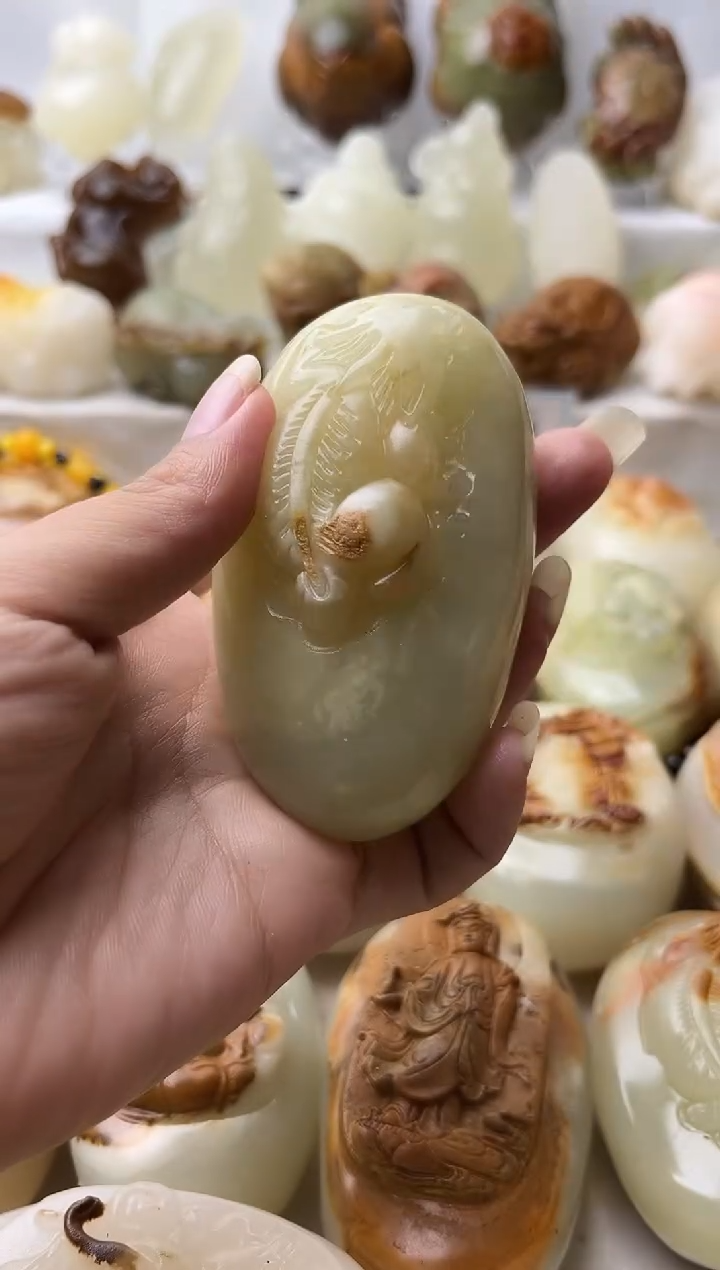 石材方解石手把摆件不退换貔貅微瑕