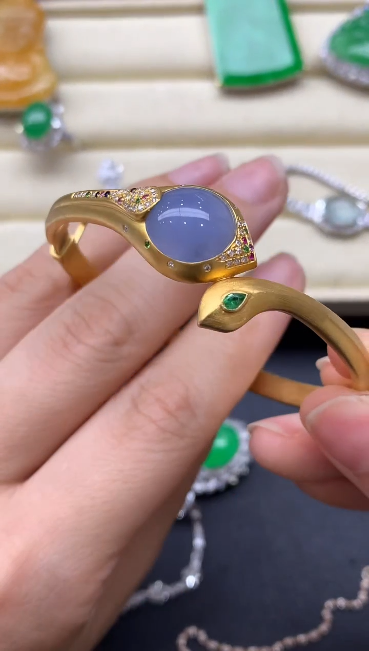 【闪购商品】翡翠手镯18K金镶嵌780-中国好珍宝