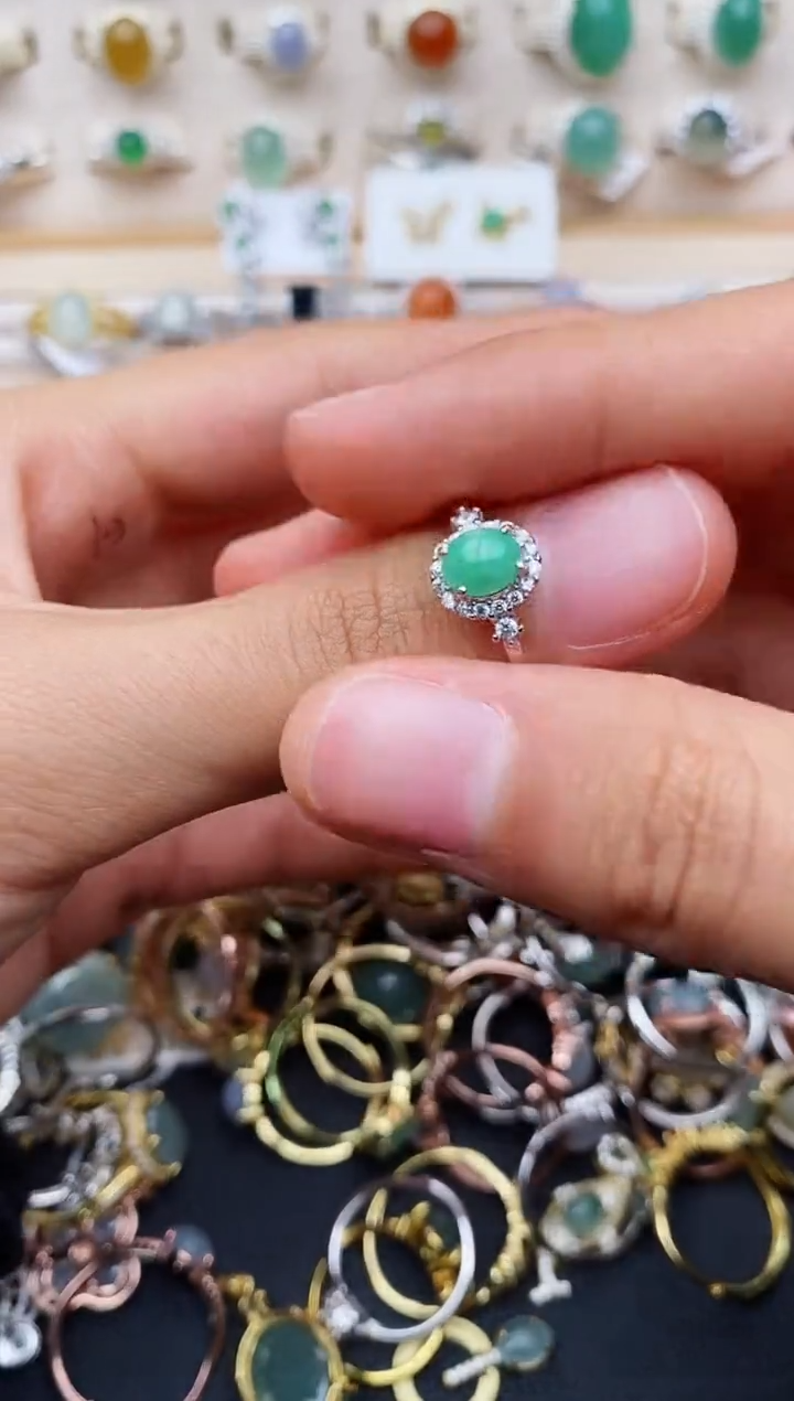 【闪购商品】翡翠戒指银S925镶嵌缅甸翡翠