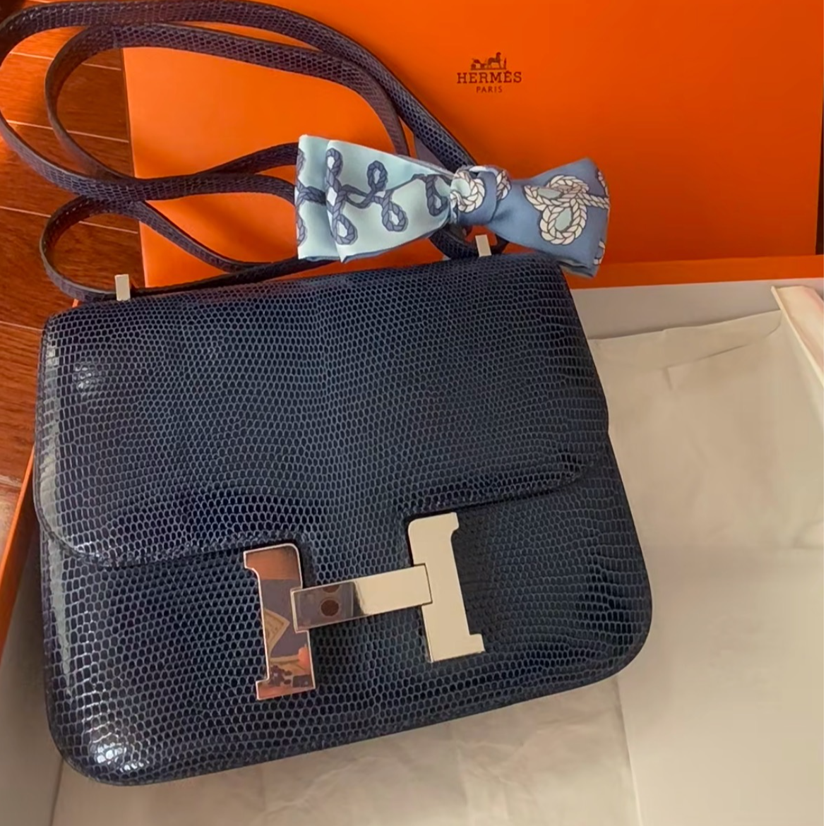 99新 Hermes/爱马仕 康康19单肩包/蓝色D刻/250911YHPYHP02