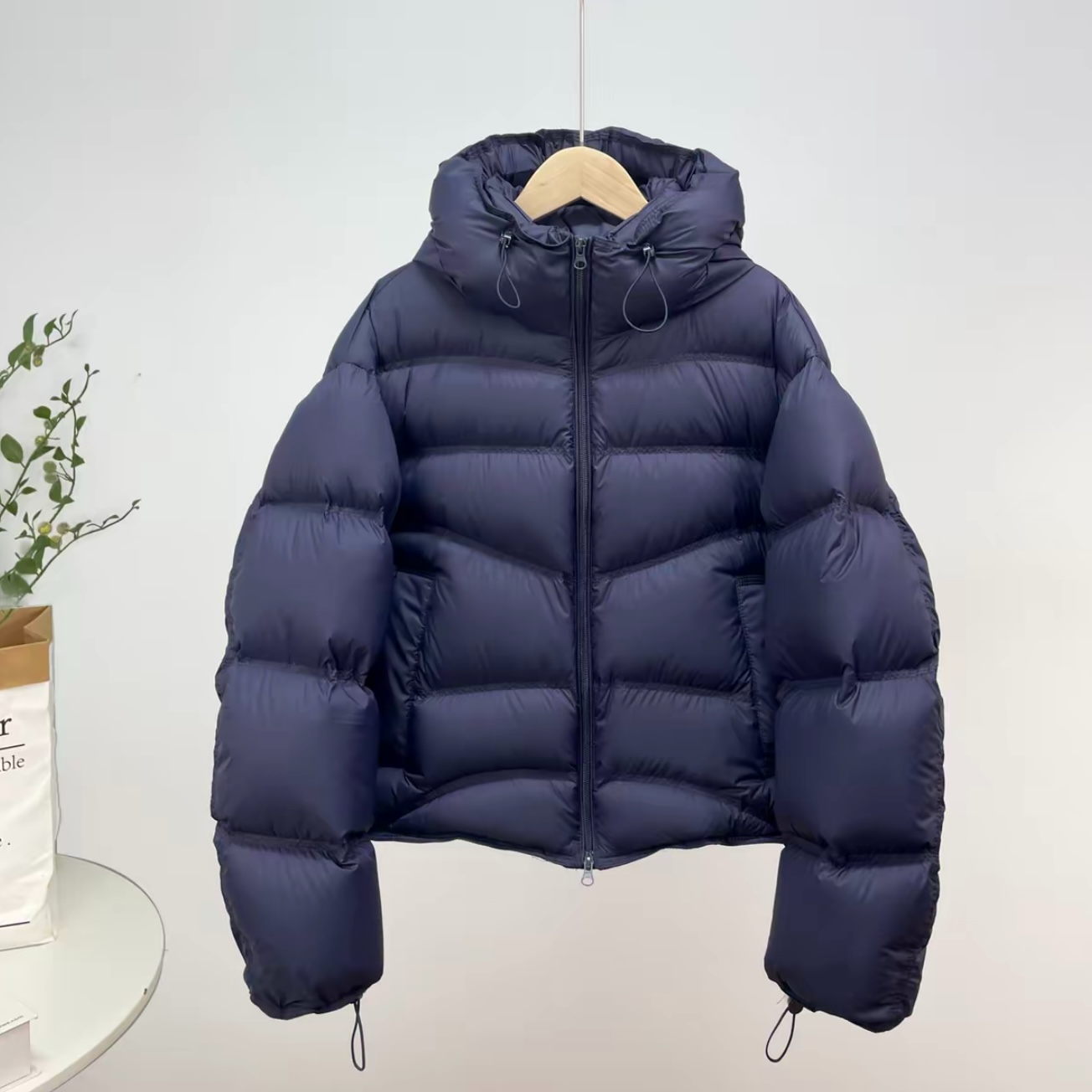 【YANYAN】95鹅绒韩系冬季波浪连帽羽绒服女短款宽松百搭外套