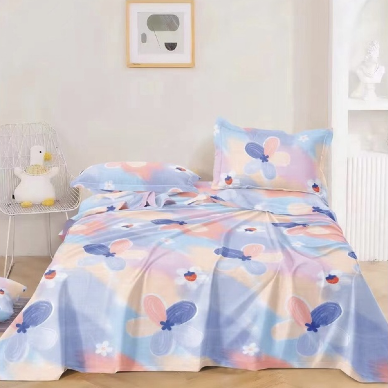 Y双人床单【草莓花影】尺寸2.3x2.3米透气柔软亲肤加厚斜纹面料