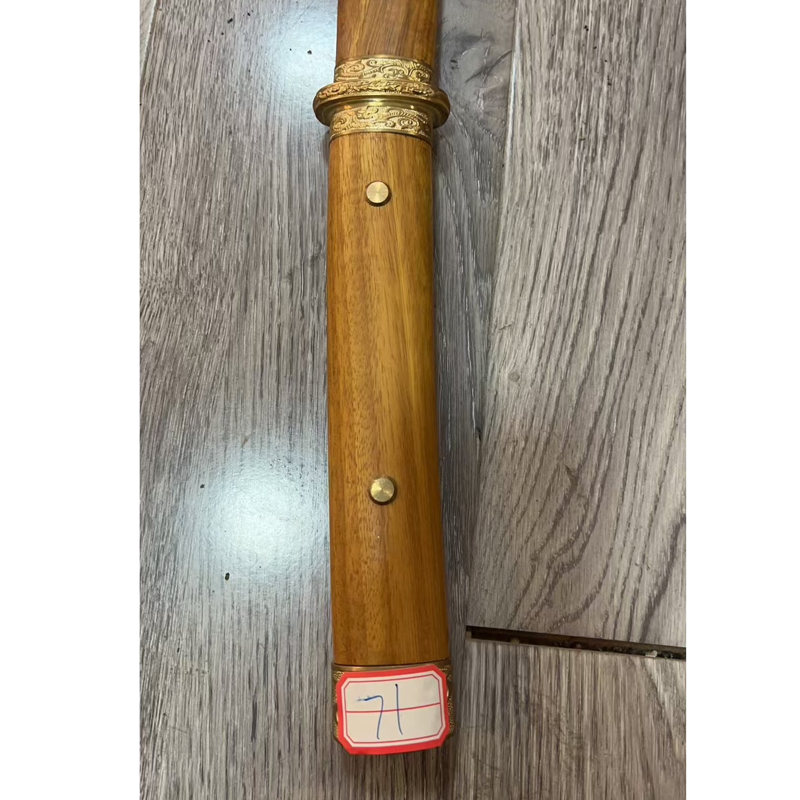 黄金樟木鞘弯唐纯铜装5160超镜面未开刃71