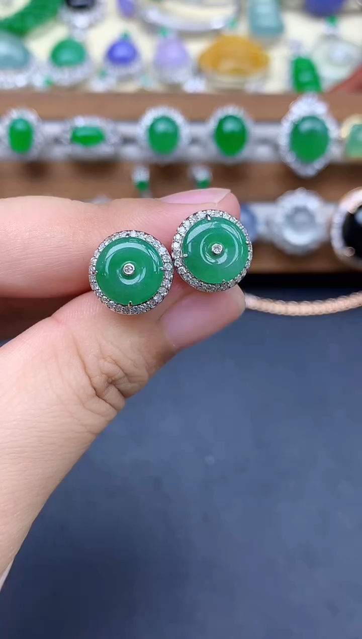 18K金镶嵌翡翠耳饰476-中国好珍宝