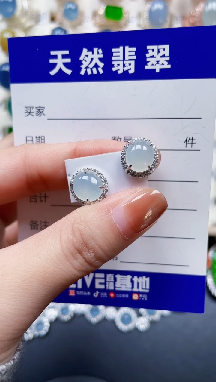 银S925镶嵌翡翠耳饰191