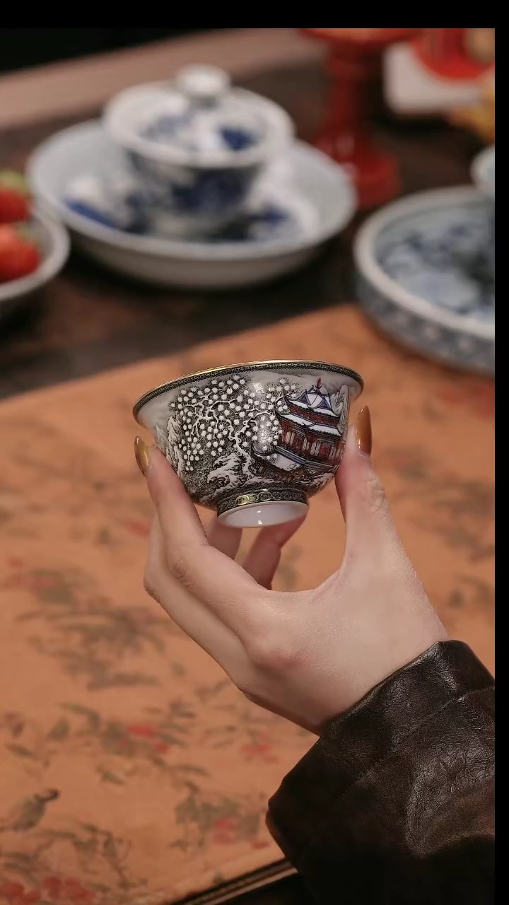 【闪购商品】论艺堂 重工墨彩雪景压手杯