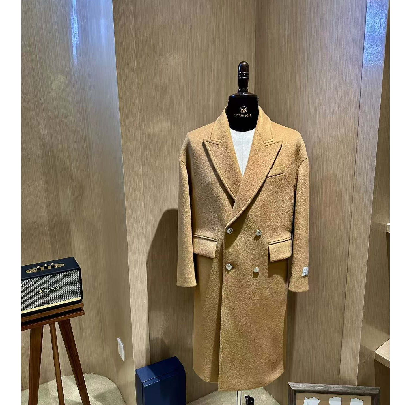 BETREEBEAR“绅士典藏”落肩版枪驳领双排扣男士羊绒大衣时尚高奢