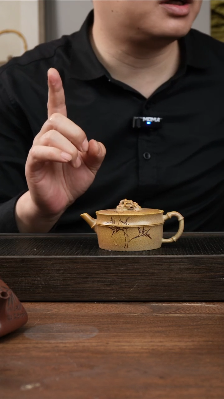 茶杯紫砂黄金柴烧    竹节汉瓦   刻绘    120CC  
