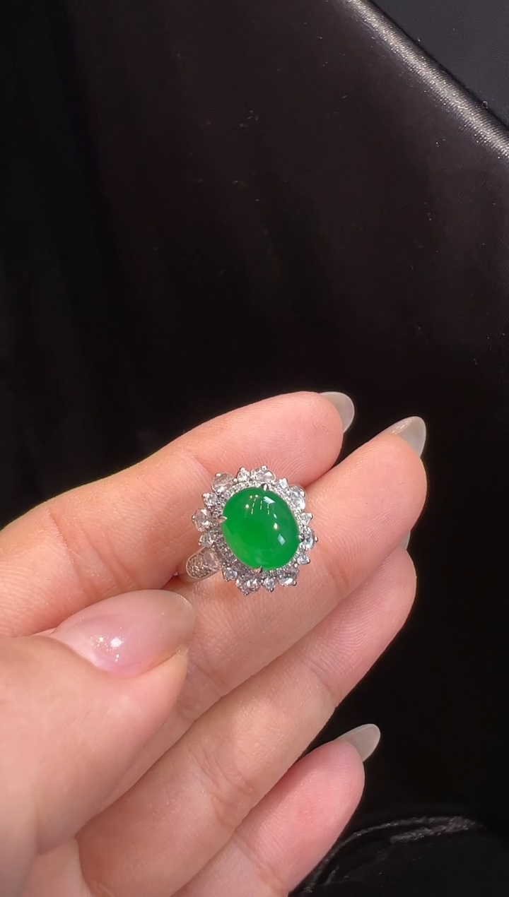 【闪购商品】翡翠戒指18K金镶嵌戒指35000分单