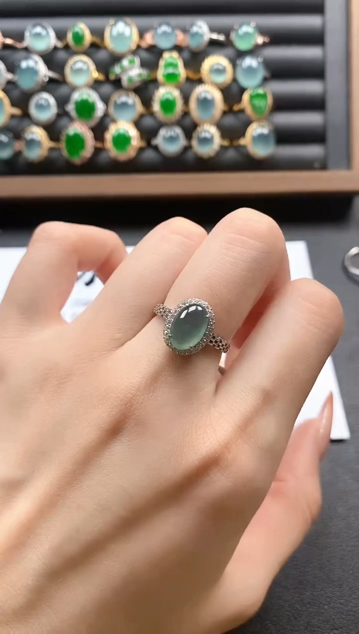 银S925镶嵌戒指翡翠51151