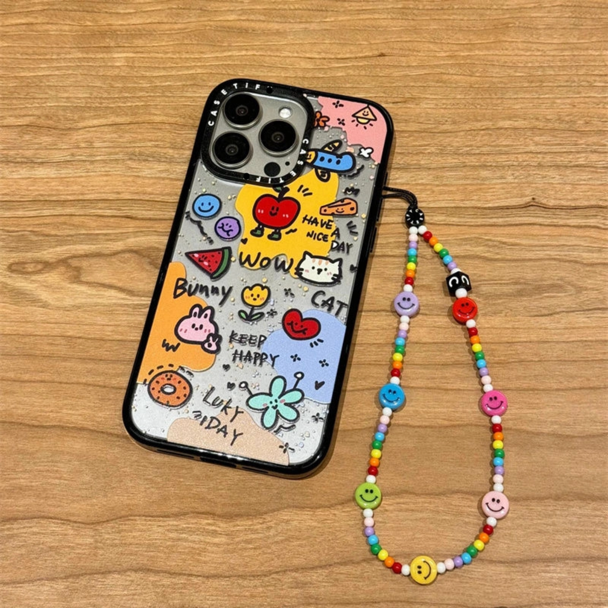 casetify苹果15Pro max手机壳带链14透明16pro笑脸卡通12p插画11